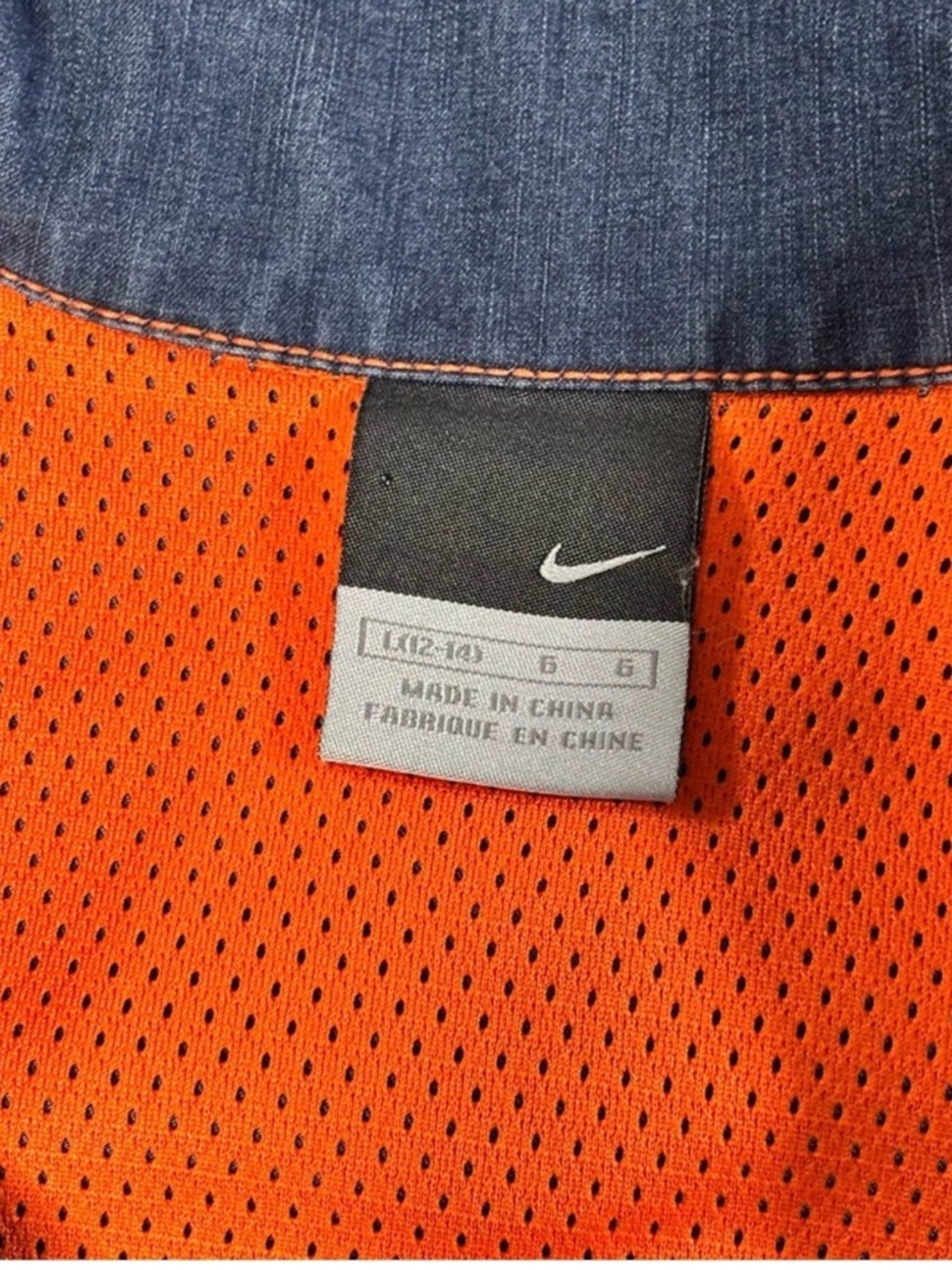 Vintage Nike Blue Denim Jacket with Orange Accents - Picture 7 of 10